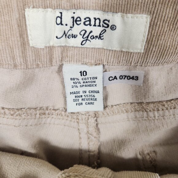 d. jeans New York Corduroy Stretchy Slim Pants Tan Women's Size 10 - Picture 5 of 11